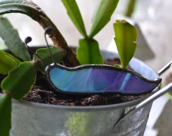 Stained Glass Slug Plant Stake, Dish Garden Decor, Miniature Garden Stake, Garden Miniature, Iridescent Purple