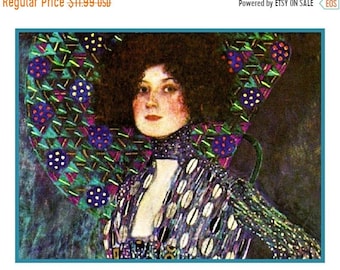 SUMMER SALE Portrait of Emilie Floge detail inspired by Art Nouveau Artist Gustav Klimt Counted Cross Stitch Pattern