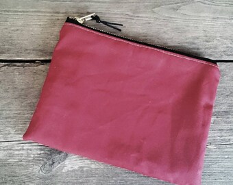 Red Waxed Canvas Pouch // Case // Wallet // Clutch