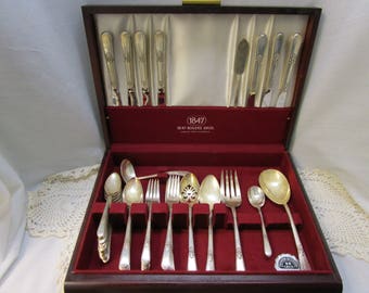 1939 WM Rogers Silverplate Flatware & Serving Set Vintage 1847 Rogers Silver Adoration Flatware Vintage WM Rogers Silver Plate Flatware 1939
