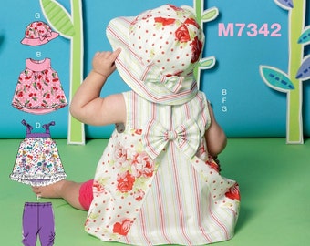 Baby Girls' Dress and Panties Pattern, Toddler's Top and Leggings Pattern, Infants' Sundress and Hat Pattern, McCall's Sewing Pattern 7342