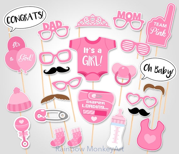 Printable Baby Shower Photo Booth Props Baby Girl PhotoBooth