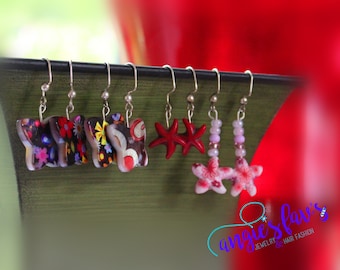 Dangle Earrings, Floral Butterfly, Starfish
