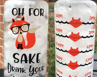 For fox sake / oh for fox sake water bottle / Wide mouth water bottle / funny gym water bottle / 32 oz tracker