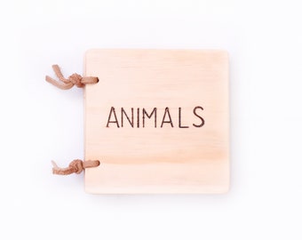 Baby's first book // Wooden toy book // Nursery decor // Natural toys // Animal wooden book