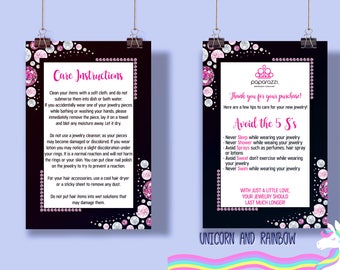 UPDATED LOGO Paparazzi Postcard Care Instructions Instant Download