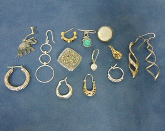 Safety Deposit Box Vintage Estate .925 Sterling Silver Earrings 27.5g E2468