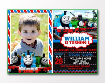 Thomas The Train Birthday Invitations With Photo/Thomas The Train Birthday/Thomas The Train Invitation/Thomas The Train Invites