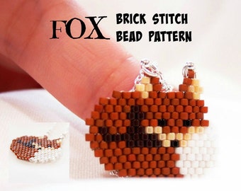 Fox - Beading PATTERN, Beaded Animals, Delica Beads Brick Stitch