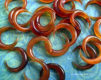 Mini Horns of My Dilemma Carved Brown Horn Crescent Bead 20mm Undrilled