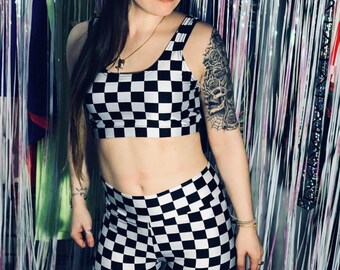 Black & White Checker Bike Shorts