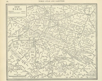 Vintage Street Map Paris France from 1937 Original