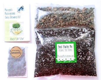 DIY Microgreens Kit - Organic Seeds, Soil Mix and Instructions - You Provide the Planter - Indoor Garden Culinary Gourmet Vegan Gift Kit
