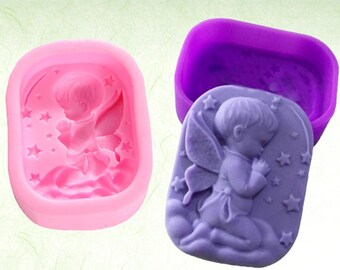 x 1 grand moule silicone souple Ange/étoile 8 x 6,6 x 2,5 cm