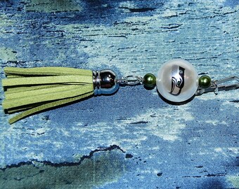 Seattle seahawk purse charm or key ring charm tassel