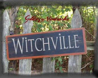 Primitive, Folk Art, Halloween, Witchville, wall sign