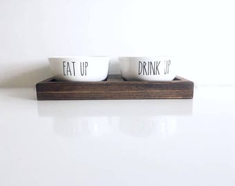 Eat Up Drink Up Dog Bowl Set | Dog Feeding Stand | Cat Feeding Stand | Pet Bowls | Small Dog Bowls | Cat Bowls | Pets Gifts | Modern Dog