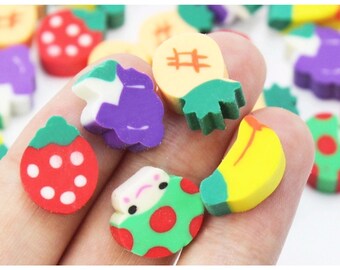 100pcs, Cute Fruit & Vegetable Shaped Erasers - Back to School Fun Stationery - Pencil Rubbers, Party Bag Fillers, Kids Crafts -ST28