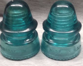 Glass Insulators Set of 2 Hemmingway Blue No. 19
