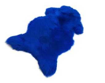 SHEEPSKIN Blue Genuine leather Sheep Skin Decorative rug comfy, cozy,