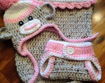 Pink Sock Monkey Set