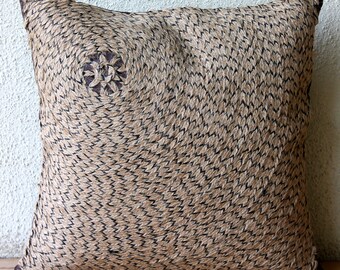 Decorative Pillow Sham Covers Couch Sofa Bed Toss Pillows 24x24 Pillows Sham Case Jute Embroidered Home Decor Housewares - Jute Fetish