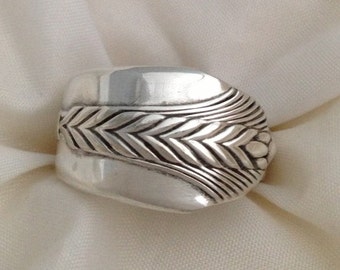 Spoon Ring ALLURE 1939 Art Deco Wheat Pattern Size 5 to 12 Choose Your Size Vintage Silverplate Silverware Jewelry