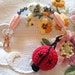 Embroidery Beaded Scissor Fob with Ladybug Pin Cushion Vintage Beads and Pearls