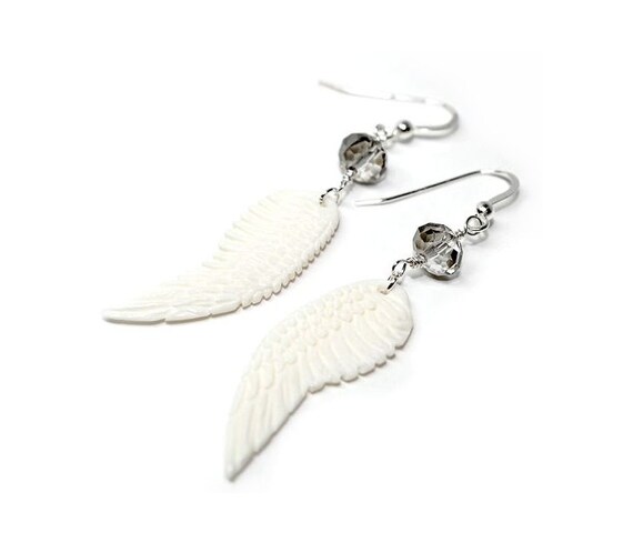 Womans Wing Earrings boho Sterling silver long earrings