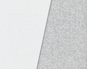 White on White Stars Fabric, Maywood Studios Solitaire Whites V, MAS 209-SW Rockin Stars, White Quilt Fabric, Cotton Yardage