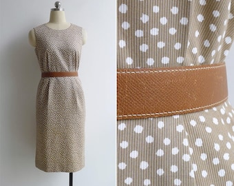 Vintage 80's 'Cafe Au Lait' Polka Dot Shift Dress S or M