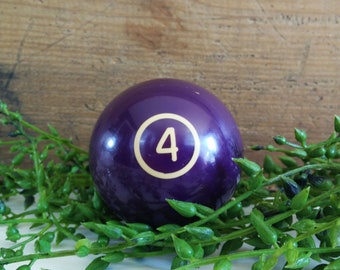 Vintage phenolic billiard ball, 2 1/4 inch no. 4 solid resin purple pool ball