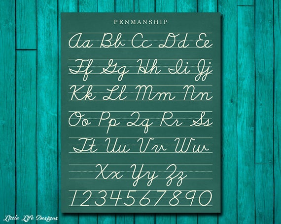 Classroom Decor. Cursive Alphabet Letters. Classroom Sign.