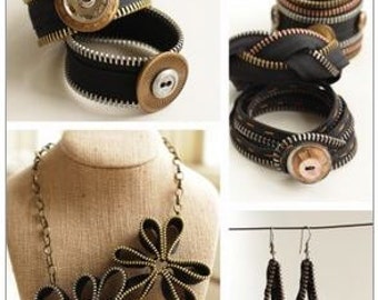 Zipper Jewelry PATTERN "Mixed Metal Zips"