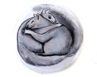Squirrel Hug Pin Back Button