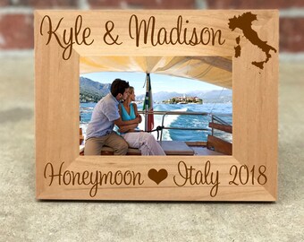 Personalized Italy Honeymoon Picture Frame, Custom Wedding Gift, Wedding Photo Frame, Honeymoon Gift, Italy Honeymoon, Best Selling Items