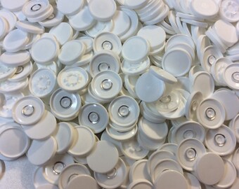 Medicine flip off vial caps for crafts: whites 22mm caps- 100 pcs