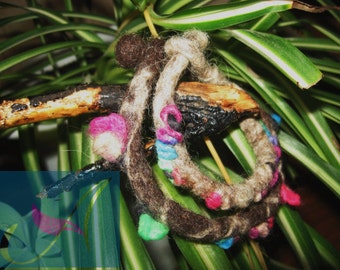 Set of two wet felted bangles/wool/felt/gift for her/spring branches/wonderful colors/ unique/ spring buds/ collectible