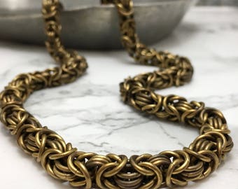 Men's Chain Necklace - Byzantine Chain - Necklace for Men -Handmade Jewelry for Men