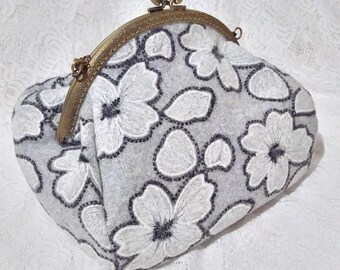 Woolen Kisslock Bag Clasp Frame Bag Shoulder Bag Embroidery Purse