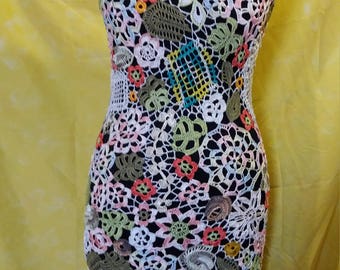 Designer Crochet White Floral Sleeveless Dress