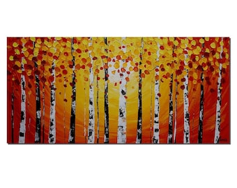 Birch Tree Painting, Landscape Painting, Abstract Art, Oil Painting, Wall Art, Canvas Painting, Abstract Painting, Canvas Art, Wall Art