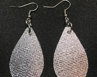 Leather earrings, Leather, Earrings, Metallic earrings, Saffiano earrings, Lightweight earrings, Petite earrings, Kid's earrings, Drop earri