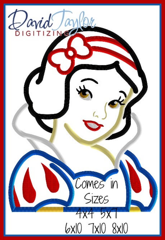 Snow White Bust Embroidery Design 4x4 5x7 6x10 7x10 8x10 In 9 