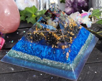 Orgonite® - Huge Orgonite® Pyramid - Psychic Abilities - Moldavite - Orgone Generator® - Crystals - Gift - EMF Protection - HoodXHippie