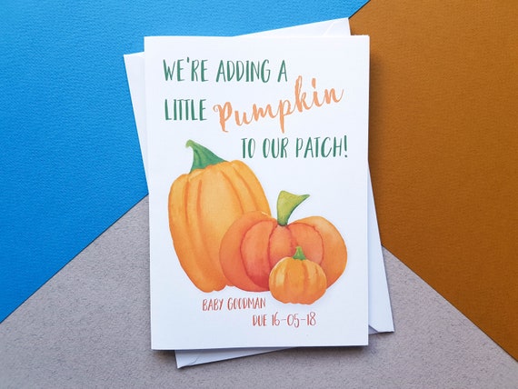 personalised pumpkin pregnancy announcement card fall baby fall pregnancy announcement cards