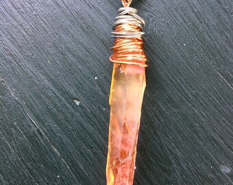 Tangerine Aura Quartz Necklace