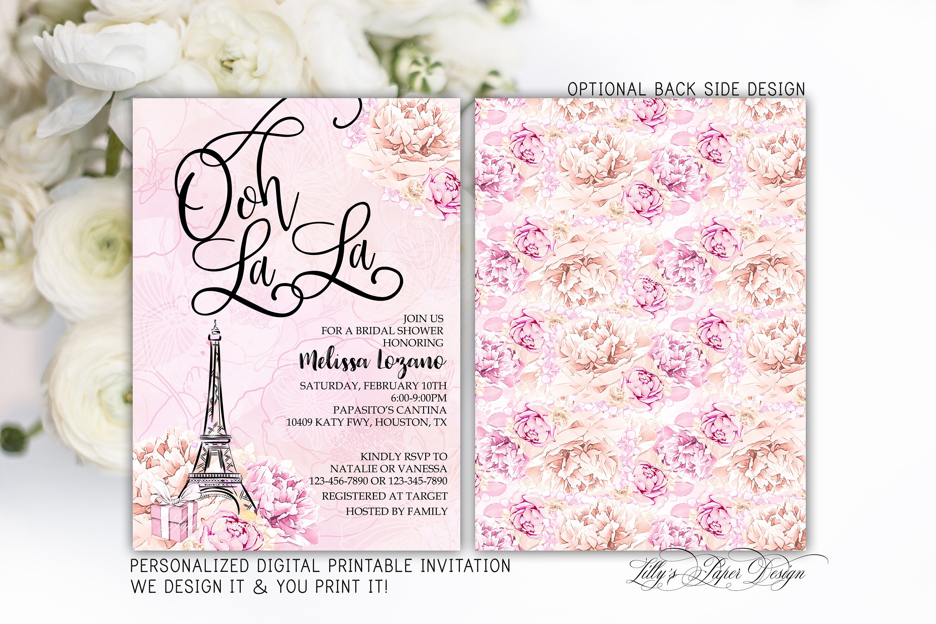 Paris Bridal Shower Invitation Eiffel Tower Bridal Shower