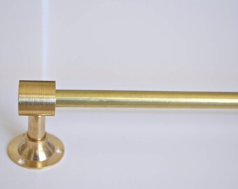 Brass Towel Rod, Bathroom Towel Bar: Brass Hardware Rounded Elbow front mount