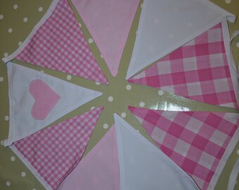 Pink and white double sided bunting